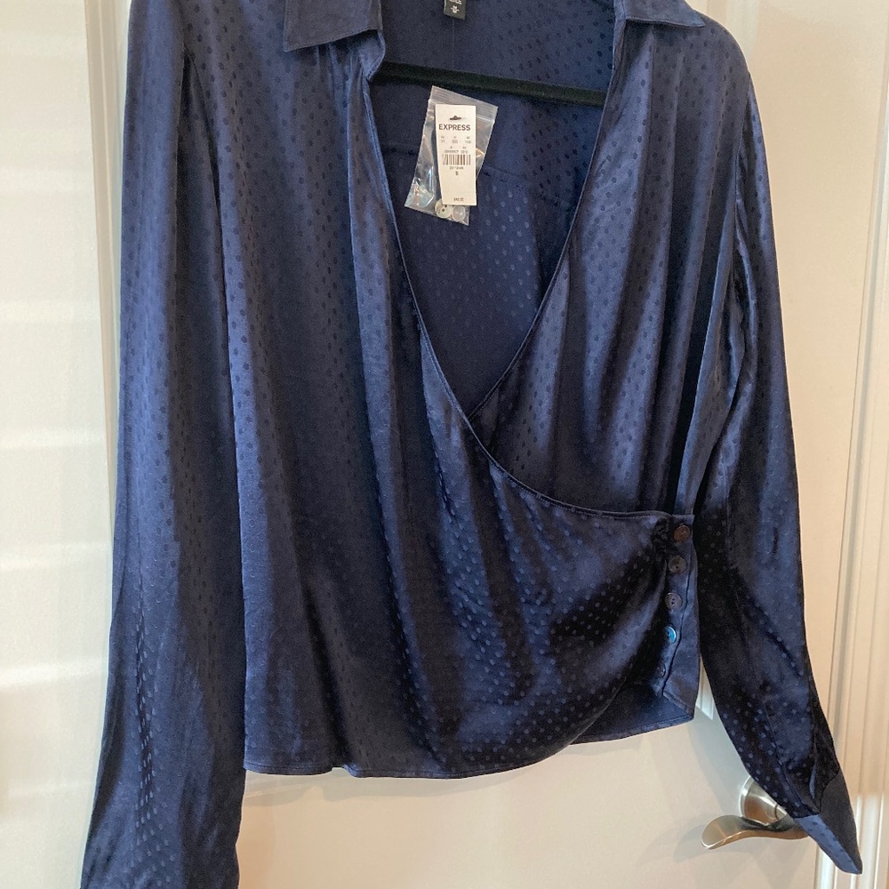 Navy Express faux wrap top